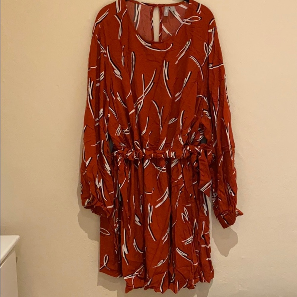 Rustic orange abstract print dress
